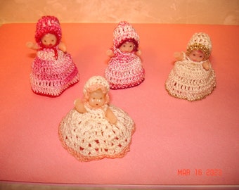 Adorable Miniature 1 - 1.5 Inch Hand Crocheted Doll with Outfit ~ Hand crocheted ~