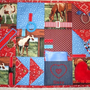 Horse & Cat Fidget Sensory Activity Fidget Quilt Alzheimer's Dementia Autism Quilt Tactile Blanket ADHD Stroke brain trauma memory therapy