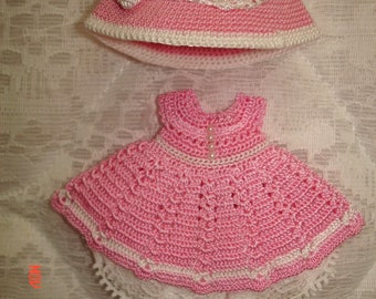 Adorable Pink Hand Crocheted Dress and hat for LATI Yellow DOLL - NEW! ~