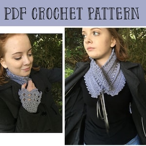 Crochet collar  pattern - pdf collared  - cowl pattern -crochet pdf cuffs - cuffs collar set - collaret pattern - fingerless gloves