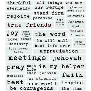 Mots imprimables JW - journal biblique - fabrication de cartes - témoins de Jéhovah - meilleure vie de tous les temps - école pionnière - carte-cadeau Jw - écriture du baptême