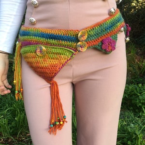 PDF Crochet belt pattern -  fanny pack pattern boho festival hippy belt stash pouch  - festival belt - festival fanny pack