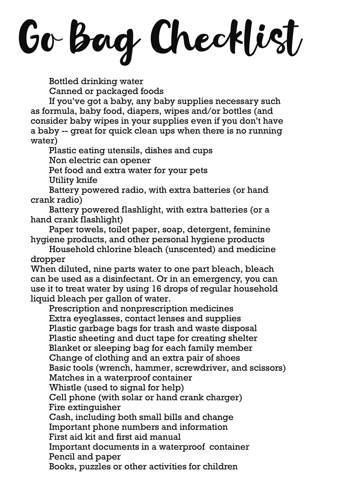 JW Go Bag Planner Emergency List First Aid Checklist Etsy