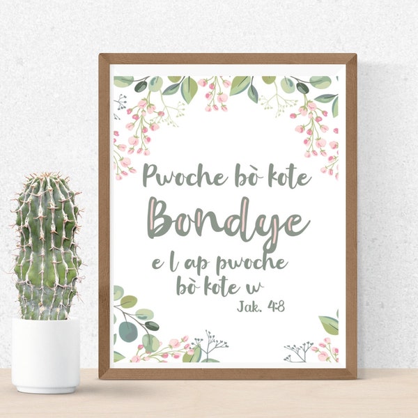 JW Haitian Creole printable - wall art - bible verse poster  - scripture wall hanging - best life ever