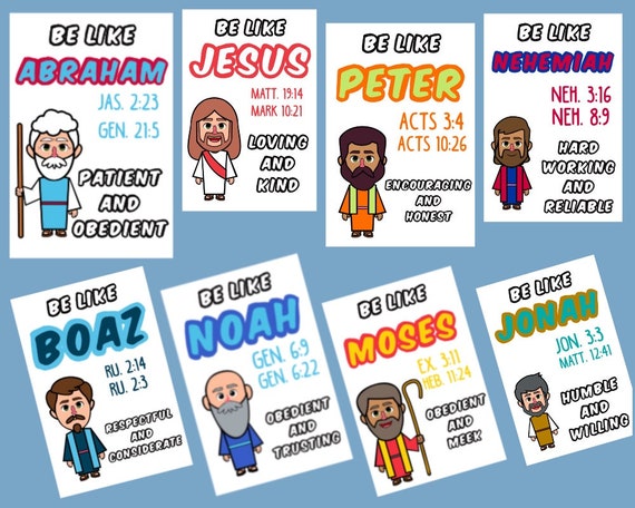 JW kids printable flash card pack - Bible Men - colouring set - visual aid - Christian homeschool