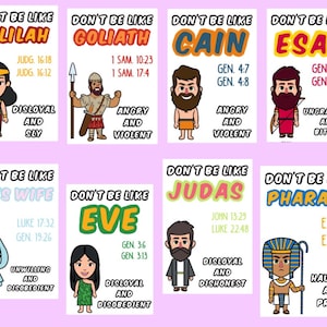 Paquete de tarjetas flash imprimibles para niños JW - Bible Baddies - juego de colores - ayuda visual homeschool Christian