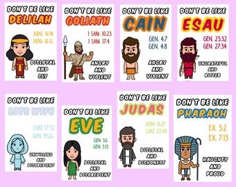 Paquete de tarjetas flash imprimibles para niños JW - Bible Baddies - juego de colores - ayuda visual homeschool Christian