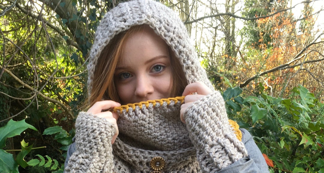 PDF Hooded Cowl Pattern - Scarf Pattern - Winter Crochet Pattern - Hood ...