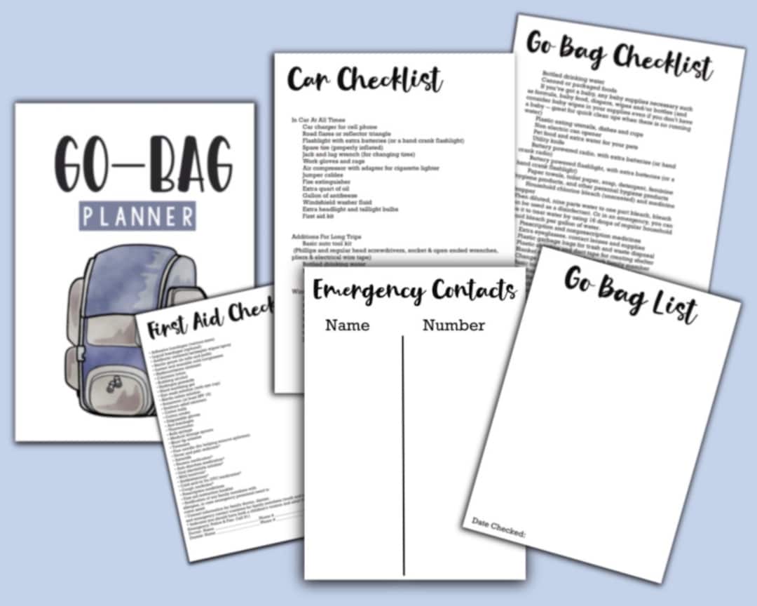 JW Go Bag Planner Emergency List First Aid Checklist Disaster