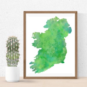 Mapa de arte mural de la Acuarela de Irlanda - Irlanda imprimible - irlandés imprimible mapa irlandés