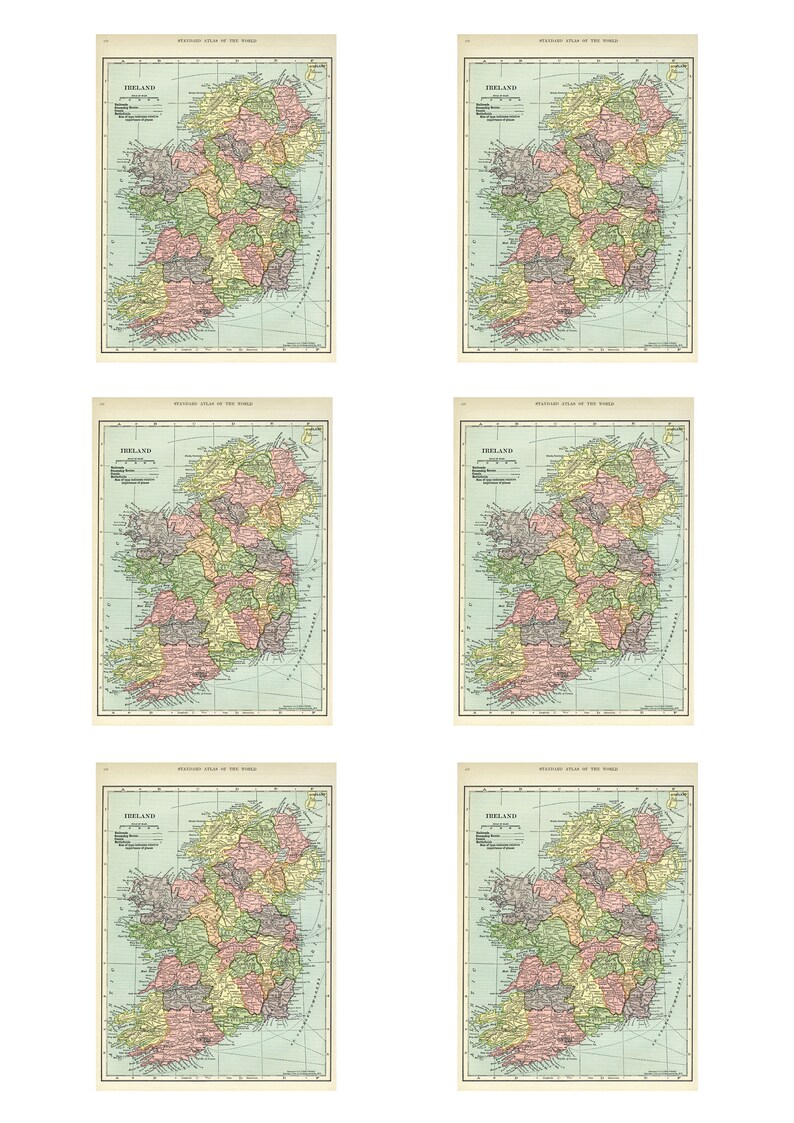 Vintage Irish Map Printable Atc Cards Mini Card Etsy Ireland