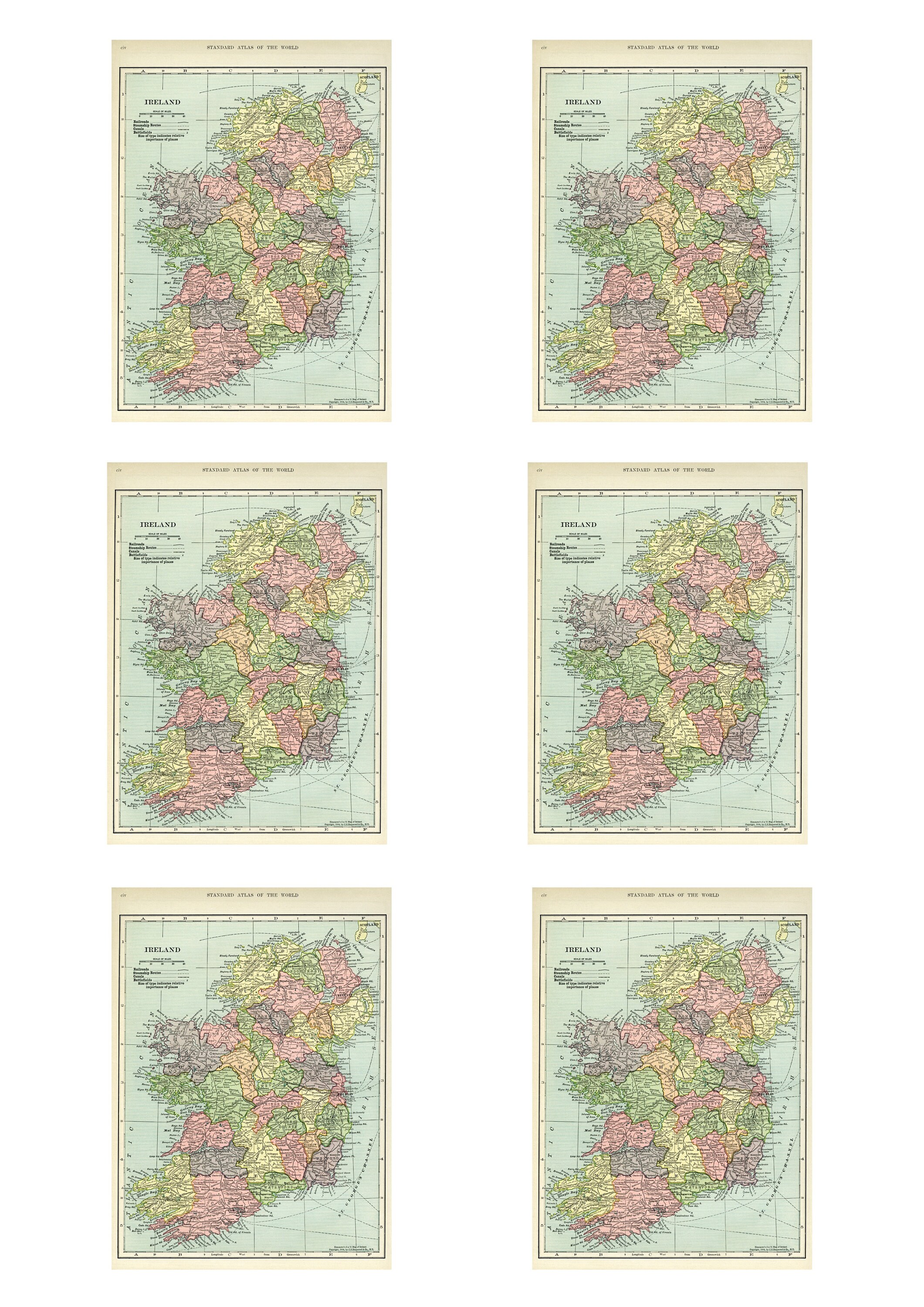 Rustic Irish Map Vintage Irish map imprimible - atc cards - mini card scrapbooking ...
