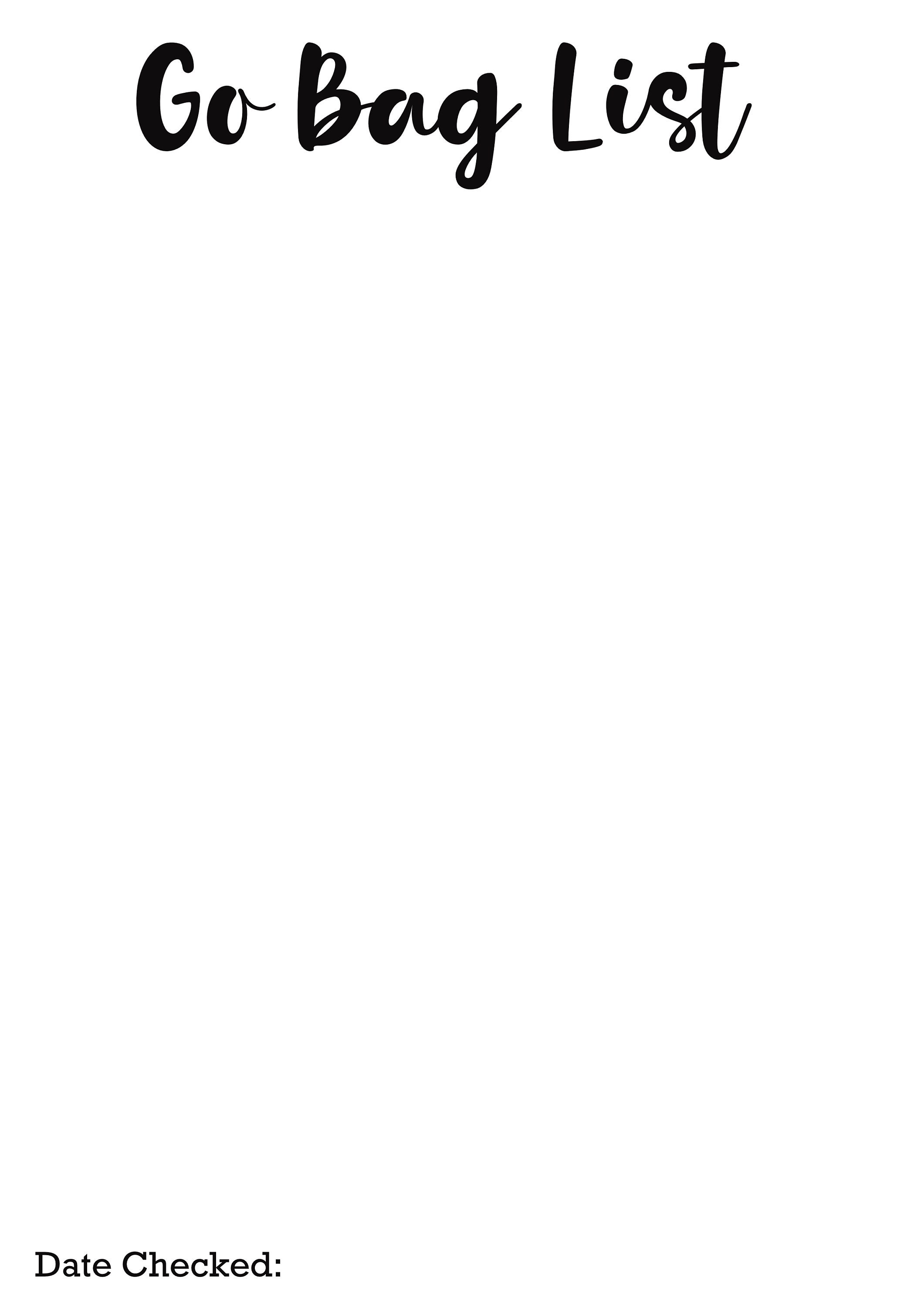 JW Go Bag Planner Emergency List First Aid Checklist Etsy