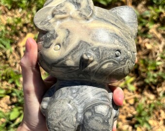 Ocean Jasper Hello Kitty Crystal Carving - Natural Crystal - Home
