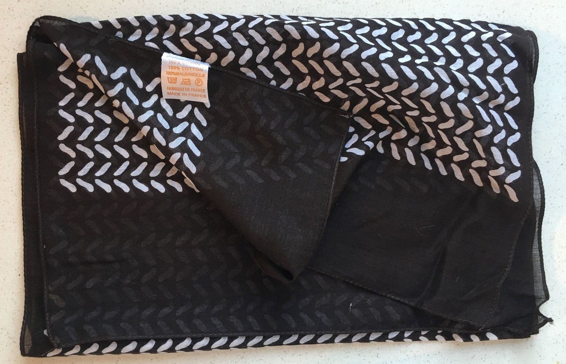 Pure 100% French Cotton Vintage Scarf With Retro Design - Unused