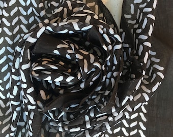 Pure 100% French Cotton Vintage Scarf With Retro Design - Unused