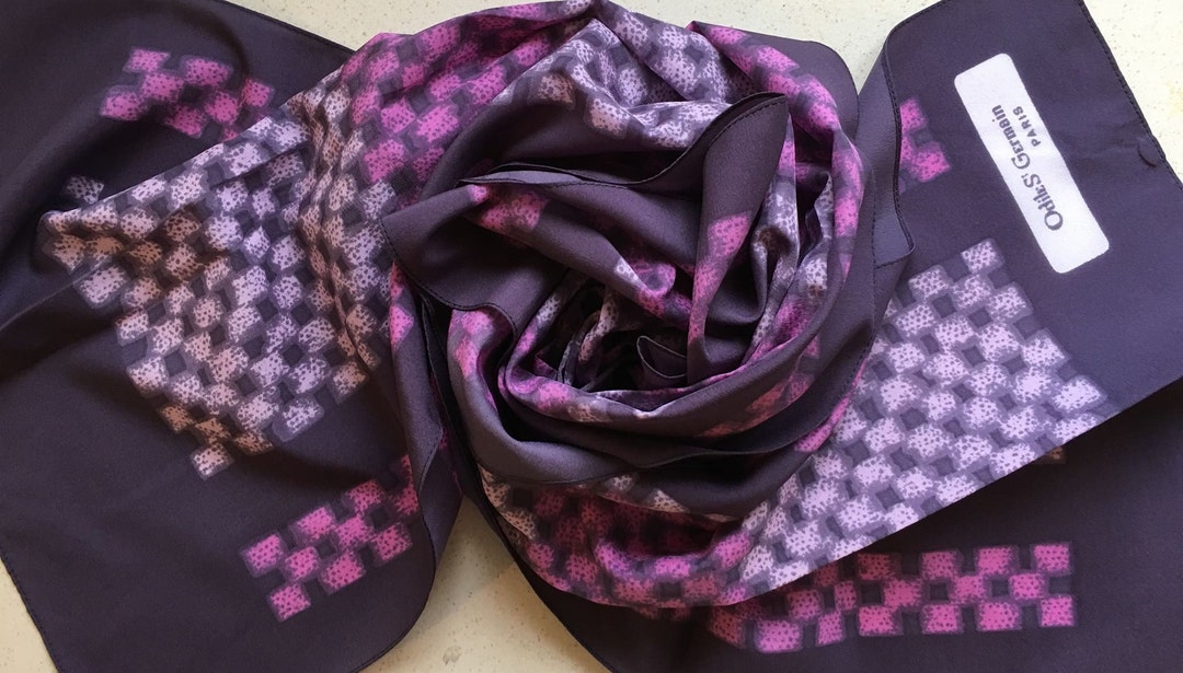 Odile St Germain Vintage Scarf Retro Geometric Stripes and Etsy