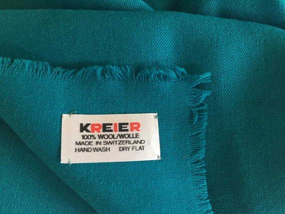 TEAL Kreier of Switzerland 100% Pure New Wool Squ… - image 1