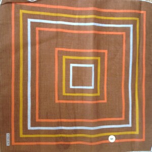 Kreier 100% Cotton Handkerchief - Geometric Design in Browns, White and Orange - New and Unused From Vintage 1970 Stock