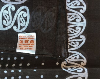 Pure 100% French Cotton Vintage Scarf With Retro Design - Unused