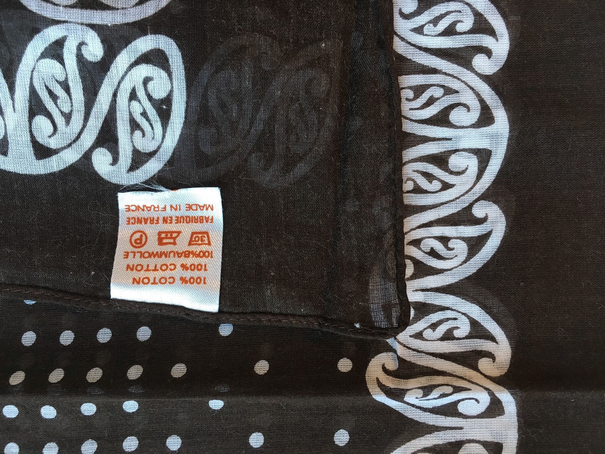 Pure 100% French Cotton Vintage Scarf With Retro Design - Unused