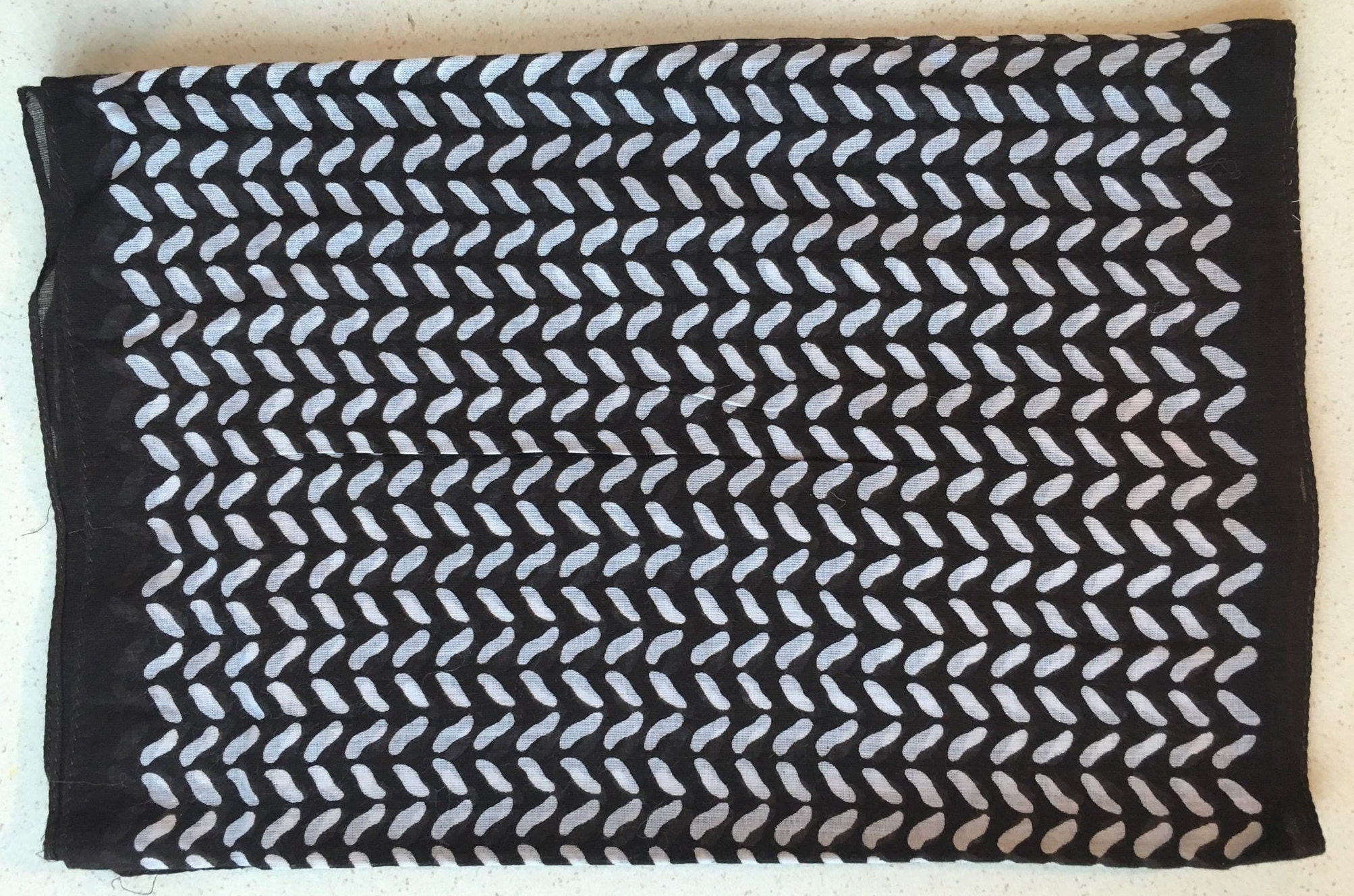 Pure 100% French Cotton Vintage Scarf With Retro Design - Unused