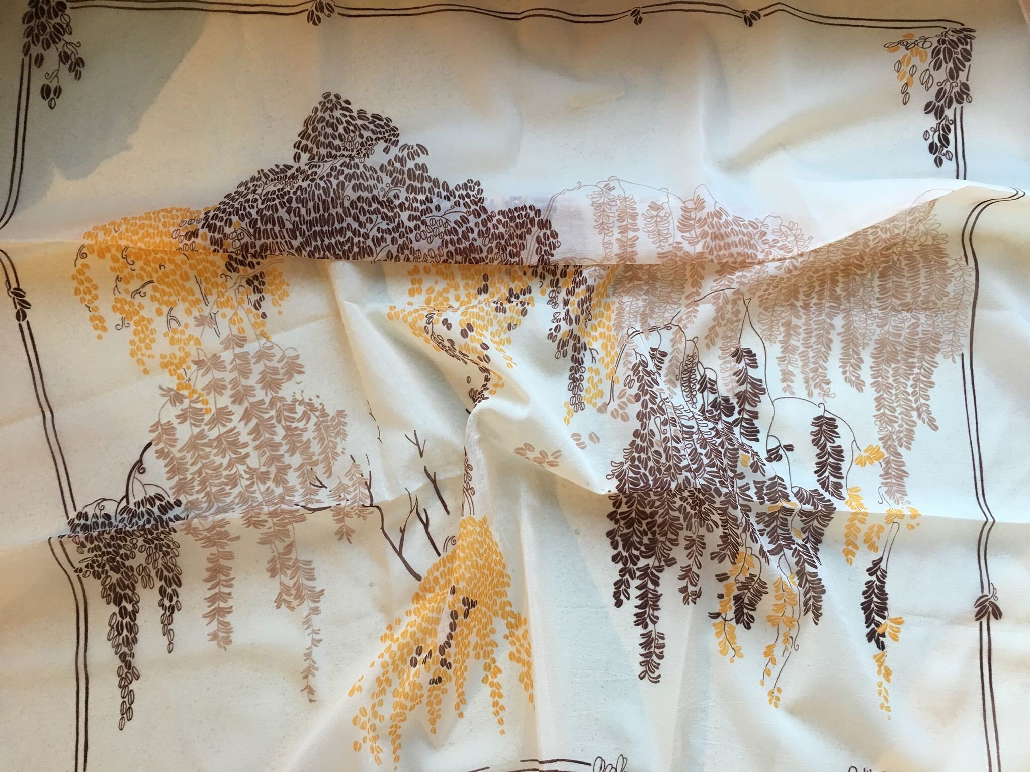 Odile St Germain Paris Long Polyester Vintage Scarf Efecto Flor Marrón