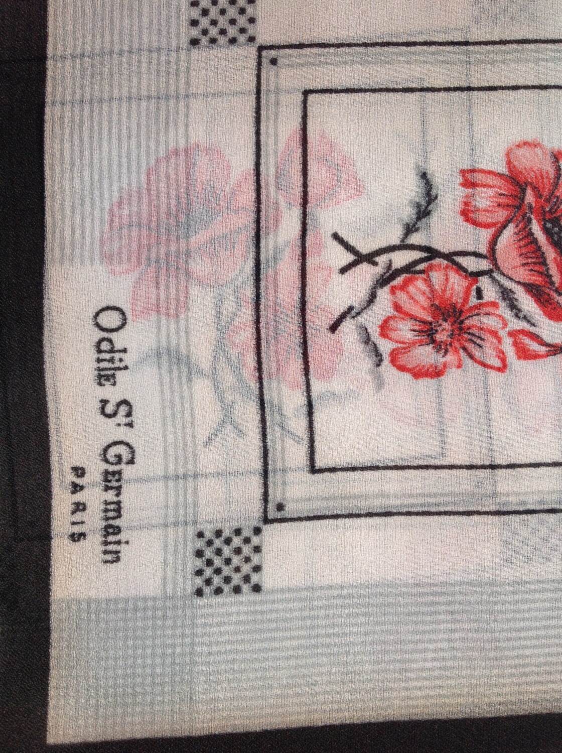 Vintage Scarf by Odile St Germain Paris Printed Chiffon Etsy