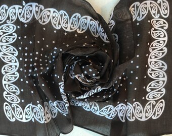 Pure 100% French Cotton Vintage Scarf With Retro Design - Unused