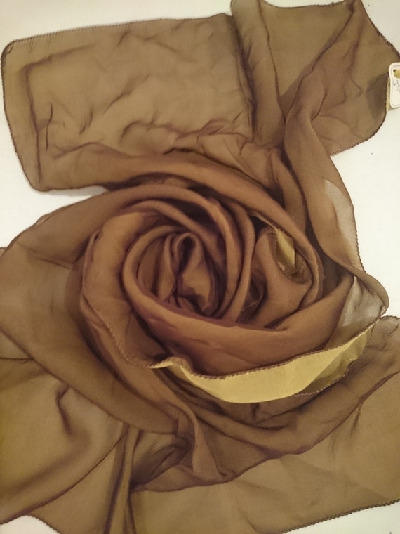 NEW Olive brown 100/% silk floaty chiffon scarf