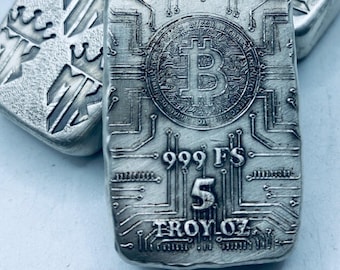 5 Oz MK BarZ "Bitcoin" Monogrammed Reverse Weight Bar