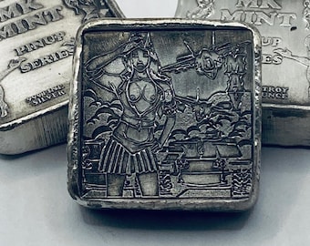 1 ozt MK BarZ Pin Up - May Stamped Square .999 Fine Silver