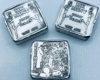 1 ozt MK BarZ Pin Up-December Stamped Square .999 Fine Silver