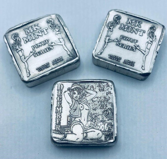 1 ozt MK BarZ Pin Up-December Stamped Square .999 Fine Silver