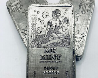 10 Ozt MK BarZ "Pin Up"- March Monogrammed Back Weight Bar .999 Fine Silver