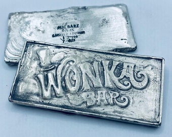 7 Troy Oz. MK BarZ Willie Wonka Chocolate BarZ LTD  .999 Fine Silver