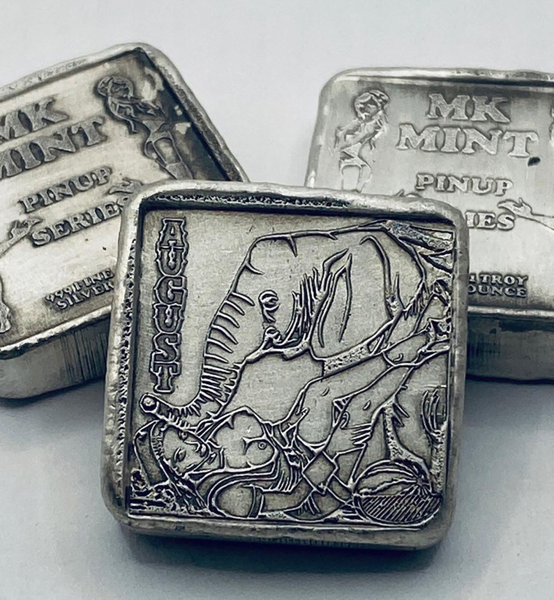 1 Ozt MK Barz Pin up - August Stamped Square .999 Fine Silver - Etsy