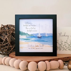 PERSONALIZED SAILBOAT watercolor sympathy gift, Coastal | Ocean | Nautical memorial loss of father mother grandparent, 5.5&quot; framed