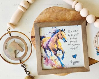 Personalizable Horse Memorial Painting (5.75"), 30" Bell Chime & Gift Card, Optional Necklace