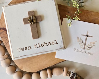 Personalized Wood Cross, 5.5"x5.5",  Gift for Dedication, Confirmation, First Holy Communion, Christening