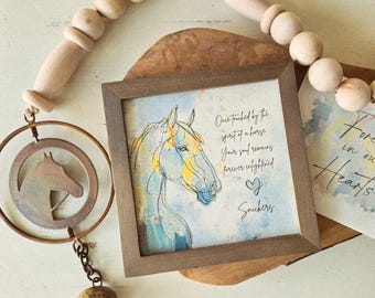 Personalizable Horse Memorial Painting (5.75"), 30" Bell Chime & Gift Card, Optional Necklace