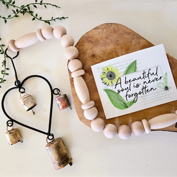 Memorial Heart 30" Bell Chime & Personalized Card, Sympathy/Memorial Gift