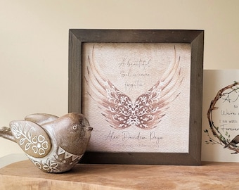 DOVE / ANGEL Wings Sympathy painting + personalized gift card + resin bird, messenger for loss of loved one, beautiful soul never forgotten