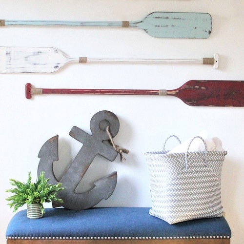 OARS WALL DECOR, set of 2, 3 or 4 oars, decorative oars, painted oars, nautical wall decor, shops lake house decor, beach house decor, oars 48