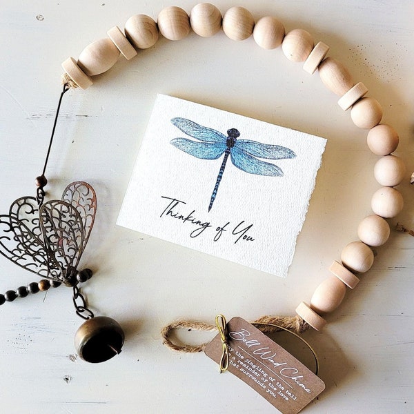 DRAGONFLY MEMORIAL bell chime gift box, Listen to the wind, when dragonflies appear gift, sympathy remembrance memorial gift