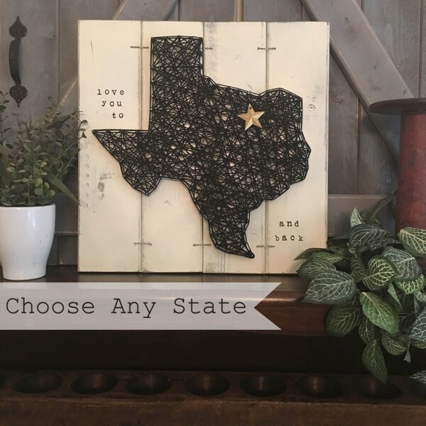 STATE STRING ART, State Art, Farmhouse Decor, Gifts for Dudes, Texas String Art, Alaska Art, Rustic Industrial Decor, Big Sister Gift