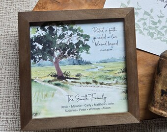 Personalizable Family Tree Painting (5.75"), Rooted in Faith, Coordinating Card, Optional Nana Bell