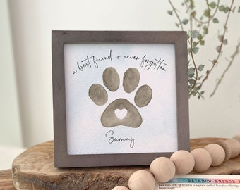 PET LOSS GIFT, Personalized loss of dog or cat memorial / sympathy gift: framed 5.5" painting + gift card + poem + optional chime