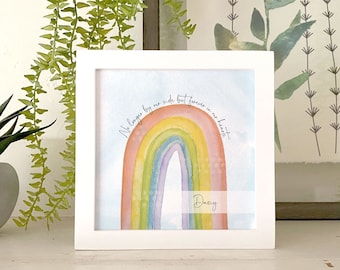 Personalizable Pet Memorial Rainbow Painting (5.5"), Personalized Card & Rainbow Bridge Poem, Optional Chime