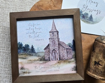 Personalizable Family Tree Painting (5.75"), Joshua 24:15, Coordinating Card, Optional Nana Bell